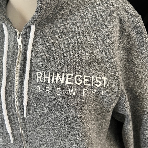 Mens Rhinegeist Brewery Full Zip Hoodie Jacket Size Medium Gray - Picture 2 of 11